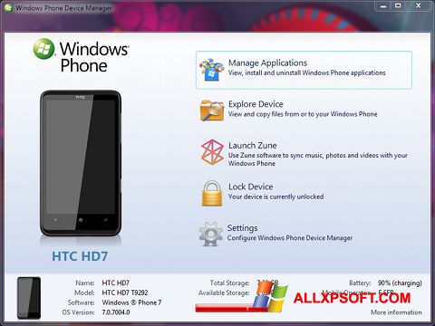 צילום מסך Windows Phone Device Manager Windows XP
