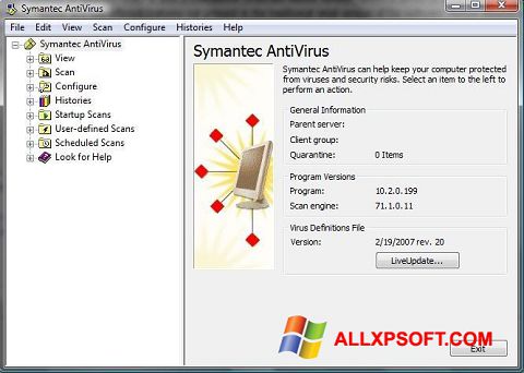 צילום מסך Symantec Antivirus Windows XP