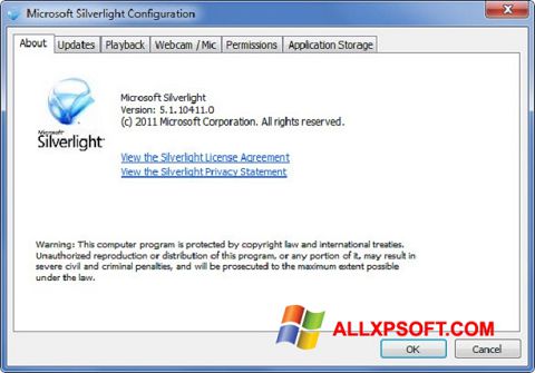 צילום מסך Microsoft Silverlight Windows XP