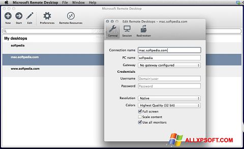 צילום מסך Microsoft Remote Desktop Windows XP