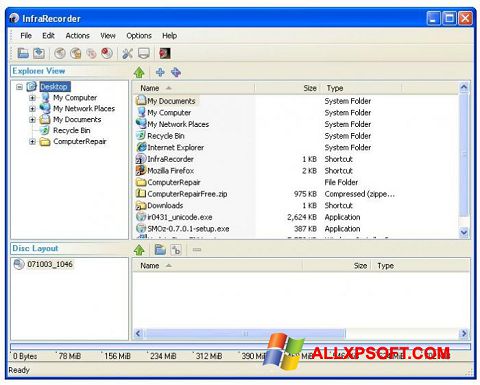 צילום מסך InfraRecorder Windows XP