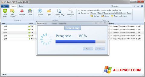 צילום מסך PDF Unlocker Windows XP