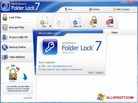 צילום מסך Folder Lock Windows XP