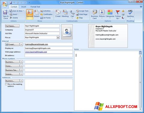 צילום מסך Microsoft Outlook Windows XP