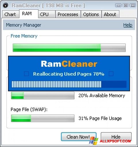 צילום מסך RamCleaner Windows XP