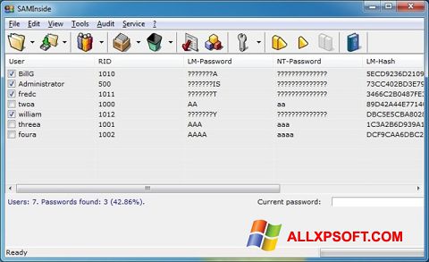 צילום מסך SAMInside Windows XP