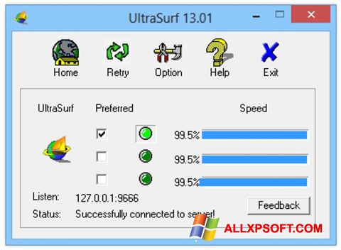 צילום מסך UltraSurf Windows XP