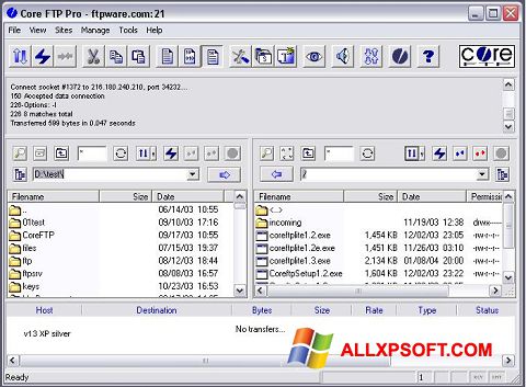 צילום מסך Core FTP Windows XP