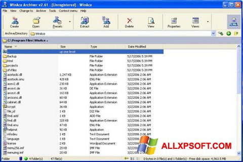 צילום מסך WinAce Windows XP