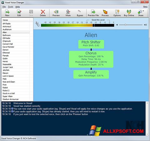 צילום מסך Voxal Voice Changer Windows XP