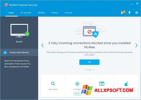 צילום מסך McAfee Internet Security Windows XP