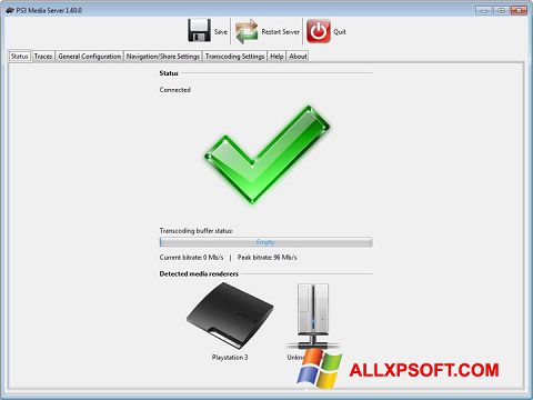 צילום מסך PS3 Media Server Windows XP