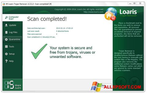 צילום מסך Loaris Trojan Remover Windows XP