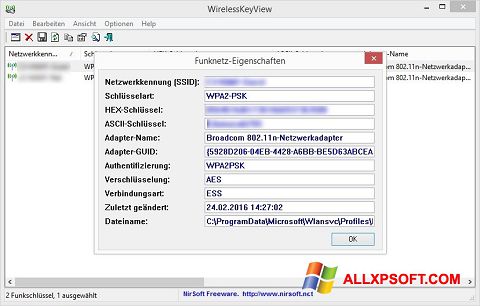 צילום מסך WirelessKeyView Windows XP