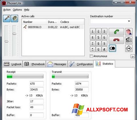 צילום מסך PhonerLite Windows XP