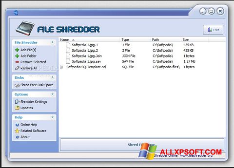 צילום מסך File Shredder Windows XP