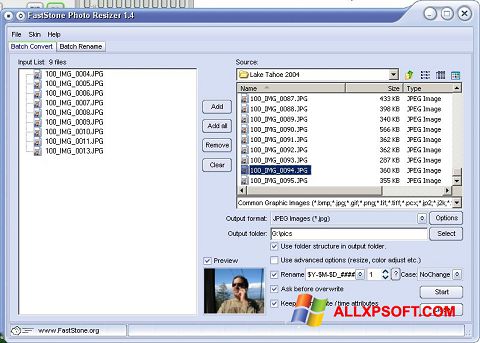 צילום מסך FastStone Photo Resizer Windows XP