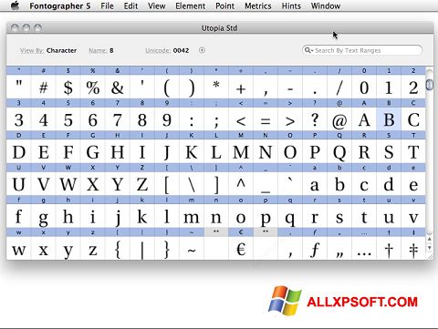 צילום מסך Fontographer Windows XP