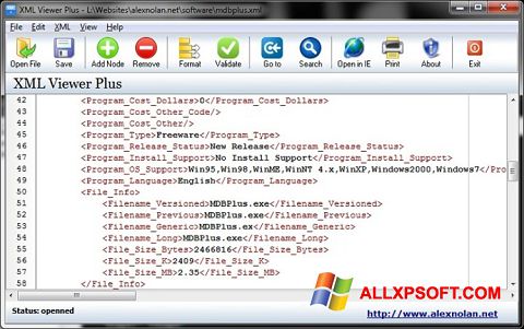 צילום מסך XML Viewer Windows XP
