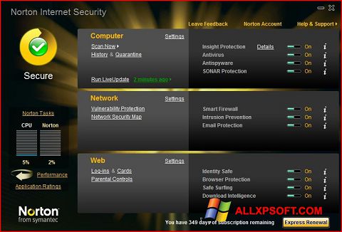 צילום מסך Norton Internet Security Windows XP