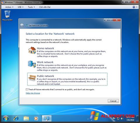 צילום מסך Windows Virtual PC Windows XP