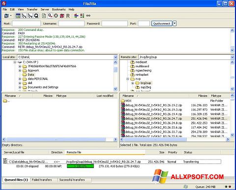 צילום מסך FileZilla Server Windows XP
