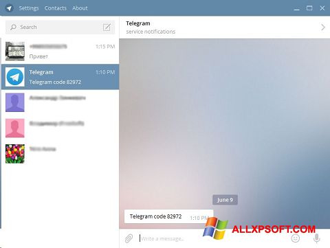 צילום מסך Telegram Desktop Windows XP