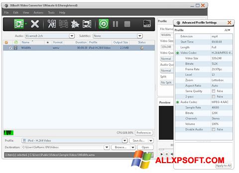 צילום מסך Xilisoft Video Converter Windows XP