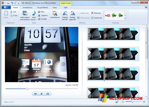 צילום מסך Windows Live Movie Maker Windows XP