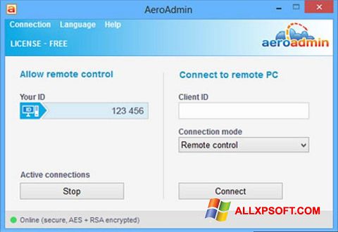 צילום מסך AeroAdmin Windows XP