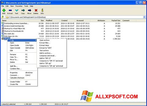 צילום מסך 7-Zip Windows XP